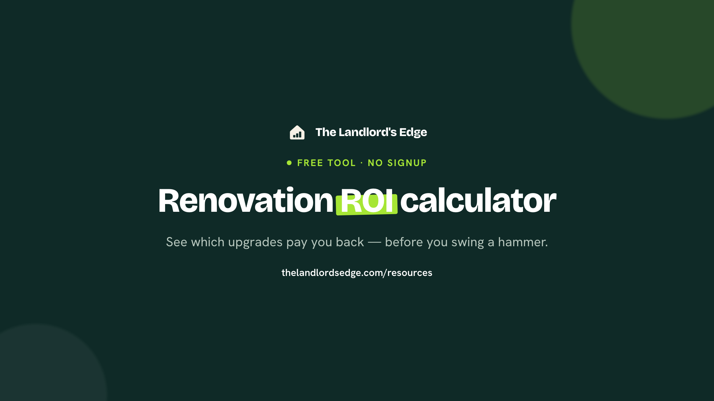 Renovation ROI Calculator
